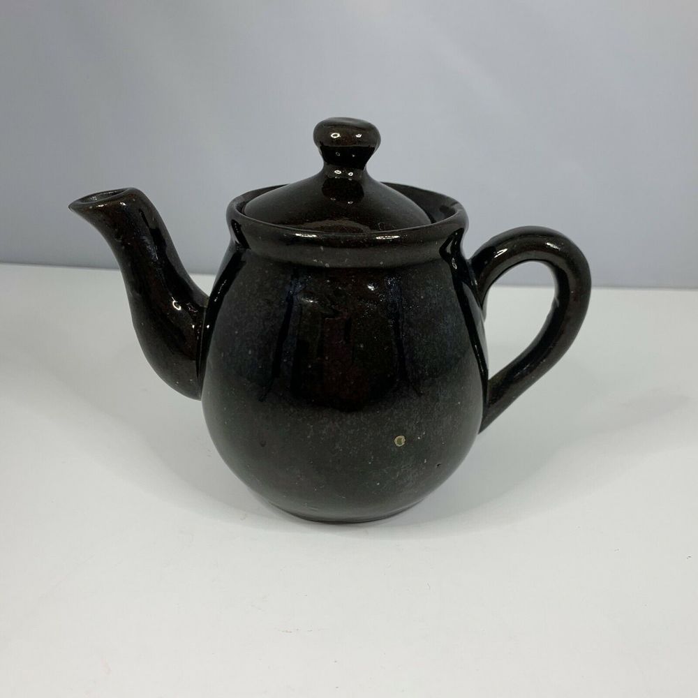 Single Serve Brown Glaze Tea Pot Country Farmhouse Cottage Core Vintage